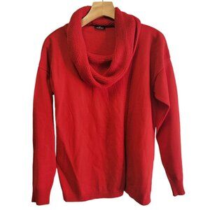 Barbara Lebek Cowl Neck Sweater Women's Size 8 US 10 UK Red Soft EUC